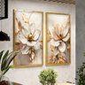 2 quadro duo floral castanha dourado