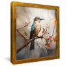 quadro pintura passaro guarda rios dourado reflexo