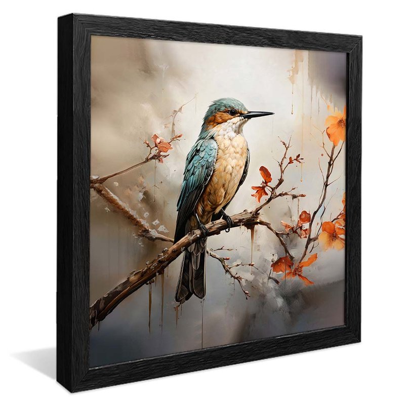 quadro pintura passaro guarda rios preto