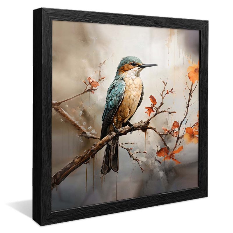 quadro pintura passaro guarda rios preto reflexo