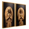 quadro duo maria jesus madeira dourado reflexo