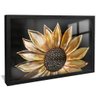 quadro girassol dourado preto reflexo