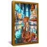quadro wall street lion dourado