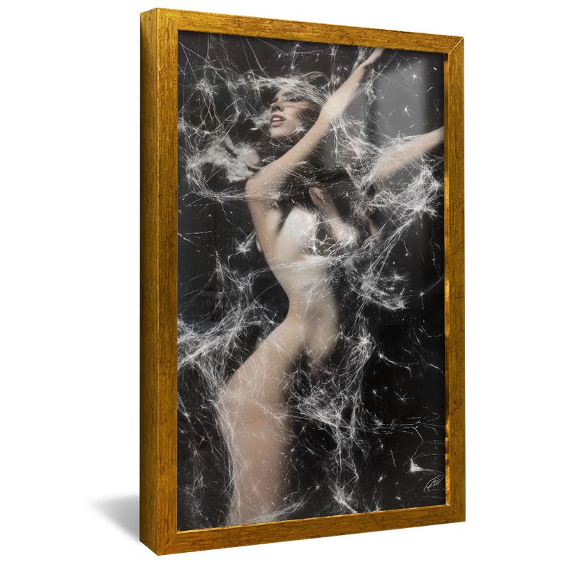 quadro mulher abstrata dourado reflexp