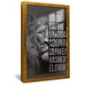 quadro leao com coroa espinhos dourado reflexo