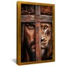 quadro rosto jesus leao cruz dourado