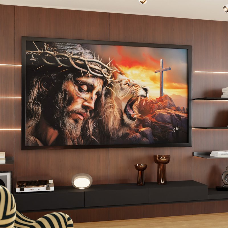 1 quadro jesus cristo leao judah dourado