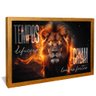 quadro leao motivacional dourado