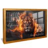 quadro leao motivacional dourado reflexo
