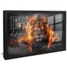 quadro leao motivacional preto reflexo