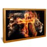 quadro jesus cruz leao dourado