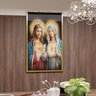 1 quadro sagrado coracao jesus maria dourado