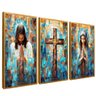 quadro trio religioso dourado