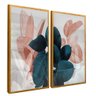 quadro duo folhas florais dourado reflexo