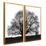 quadro duo arvore preto branco dourado