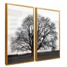 quadro duo arvore preto branco dourado reflexo