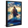 quadro jesus caminhando na agua preto