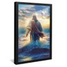 quadro jesus caminhando na agua preto reflexo