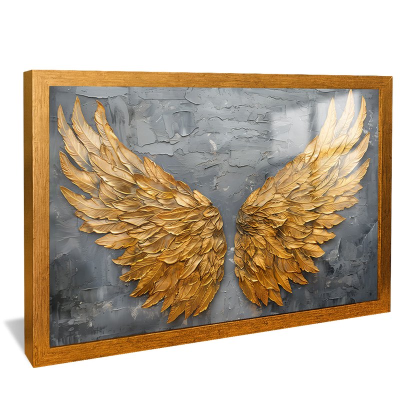 quadro pintura asas douradas dourado reflexo