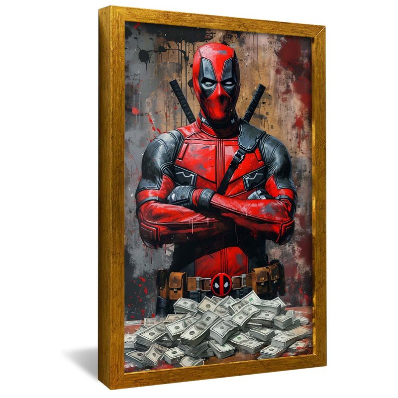 quadro rich deadpool dourado
