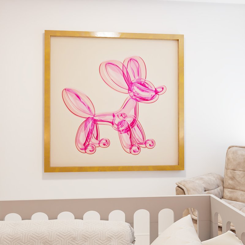 1 quadro pop balao cachorro dourado