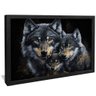 quadro familia lobos com filhote preto