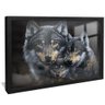 quadro familia lobos com filhote preto reflexo