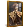 quadro arte e gueixa dourado reflexo