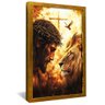 quadro jesus a cruz e o leao dourado