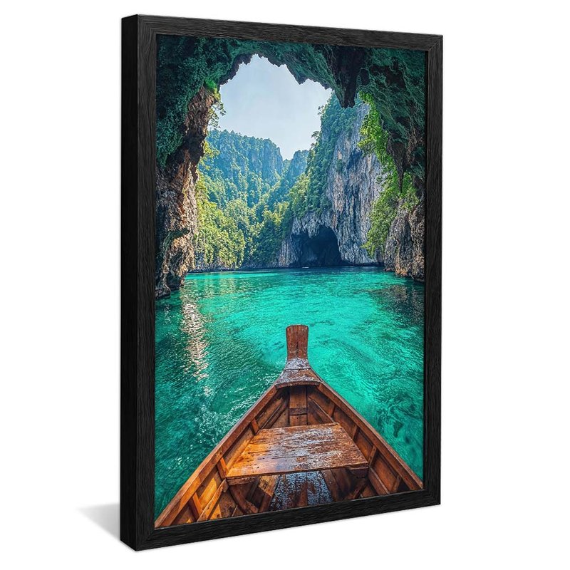 quadro viagem em aguas paradisiacas preto