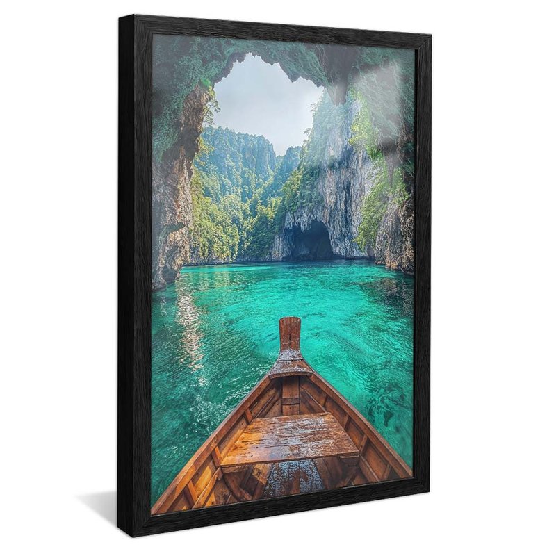 quadro viagem em aguas paradisiacas preto reflexo