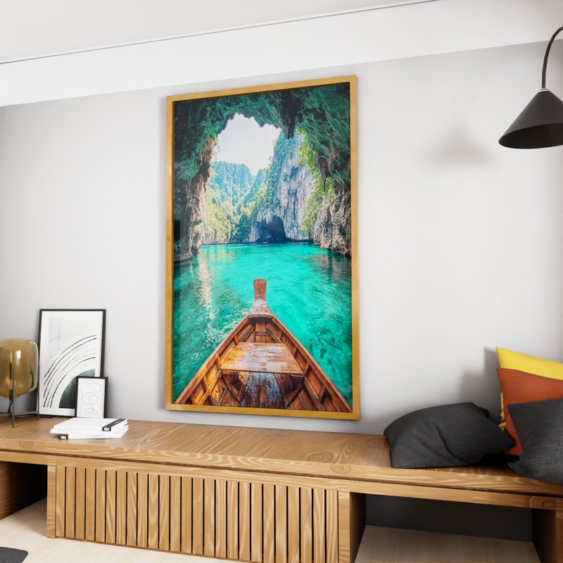 1 quadro viagem aguas paradisiacas dourado