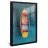 quadro canoa no mar preto reflexo