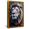 quadro leao em street art dourado