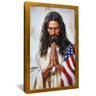quadro jesus rezando bandeira dos eua dourado