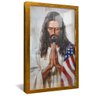quadro jesus rezando bandeira dos eua dourado reflexo