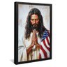 quadro jesus rezando bandeira dos eua preto
