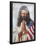 quadro jesus rezando bandeira dos eua preto reflexo