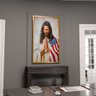 1 quadro jesus rezando bandeira eua dourado