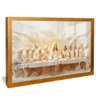 quadro santa ceia entalhada no marmore branco dourado reflexo