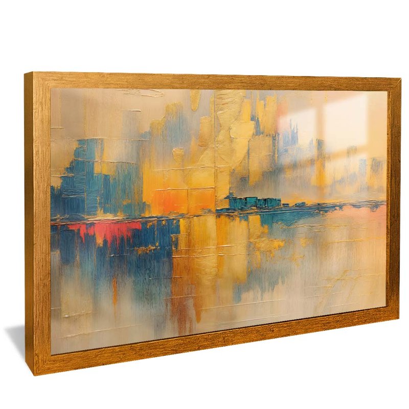 quadro metropolis abstrata dourado reflexo