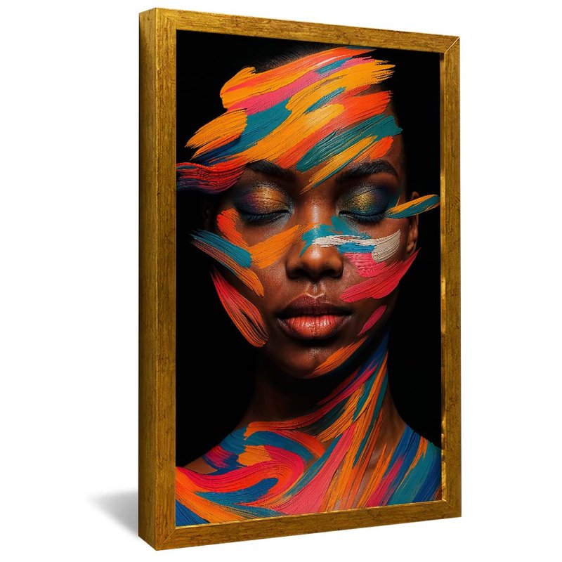 quadro pinturas no rosto dourado