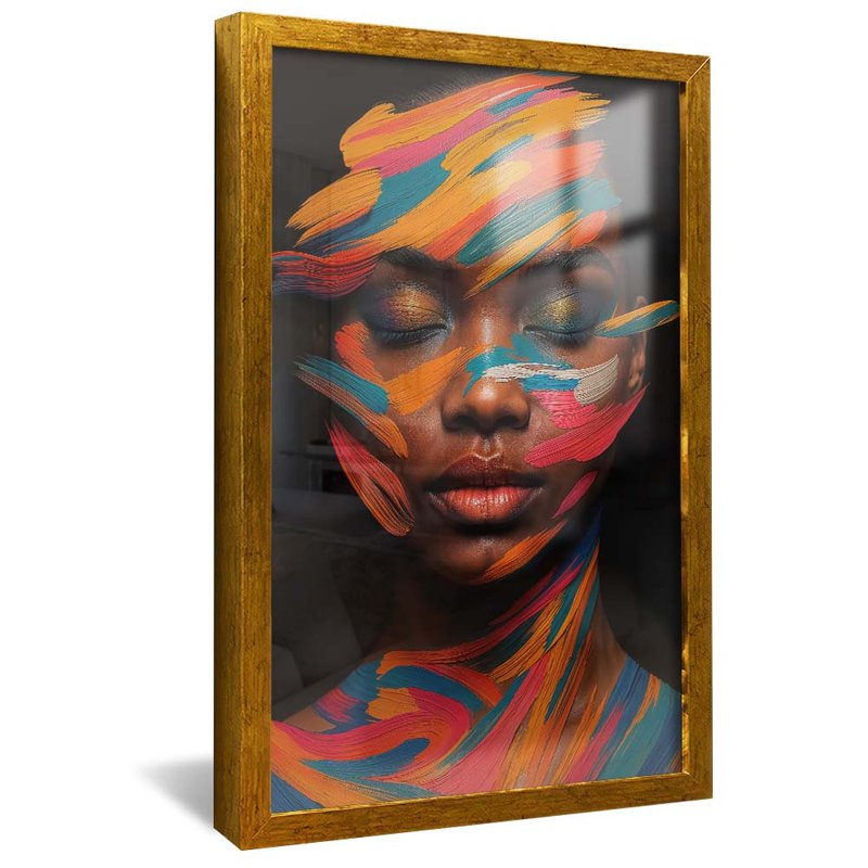 quadro pinturas no rosto dourado reflexo