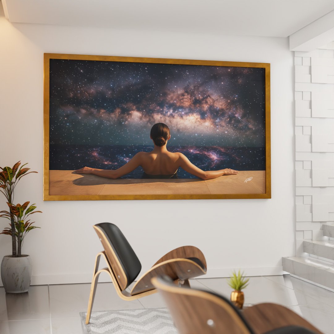 Quadro Decorativo Mulher Piscina de Galáxia V2321
