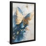 quadro borboleta dourada e azul preto reflexo