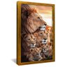 quadro familia de leoes 3 filhotes v4 dourado