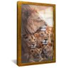 quadro familia de leoes 3 filhotes v4 dourado reflexo