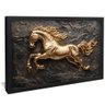 quadro cavalo dourado ferro preto