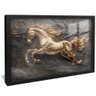 quadro cavalo dourado ferro preto reflexo