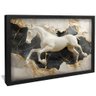 quadro cavalo branco marmore preto reflexo